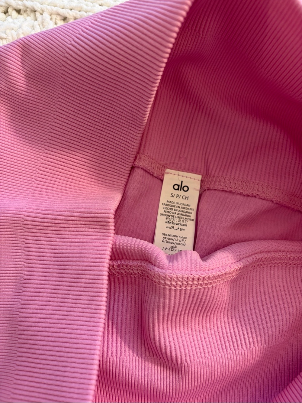 ALO Yoga Ribbed Athletic Shorts in Heart Pink - Picture 5 of 6